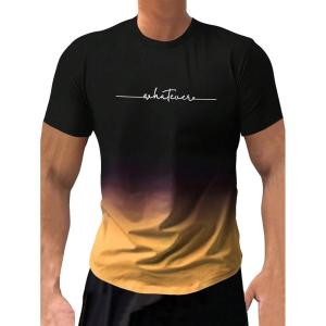 imageSweatyRocks Mens Color Block Letter Print TShirt Crew Neck Short Sleeve Summer Tee TopsMulticolor