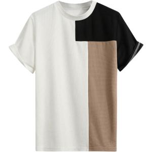 imageSweatyRocks Mens Color Block T Shirts Round Neck Short Sleeve Summer Tee TopsMulticolor