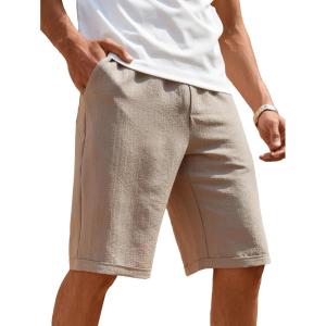 imageSweatyRocks Mens Drawstring Waist Straight Leg Shorts Casual Summer Outdoor Short with PocketKhaki