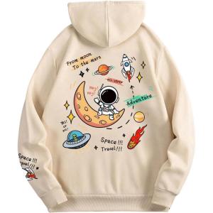imageSweatyRocks Mens Hoodies Letter Graphic Print Long Sleeve Hooded Pullover Sweatshirts with PocketApricot