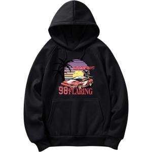 imageSweatyRocks Mens Hoodies Letter Graphic Print Long Sleeve Hooded Pullover Sweatshirts with PocketGraphic Black