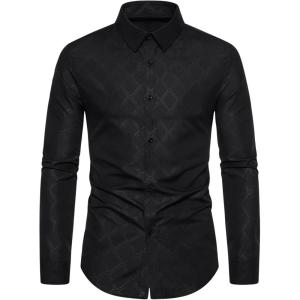 imageSweatyRocks Mens Long Sleeve Button Down Collared Plaid Shirts Casual Work TopsBlack