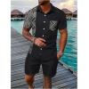imageSweatyRocks Mens 2 Piece Outfits Color Block Paisley Print Button Down Shirt and Shorts SetBlack