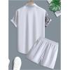 imageSweatyRocks Mens 2 Piece Outfits Color Block Paisley Print Button Down Shirt and Shorts SetWhite