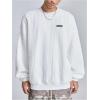imageSweatyRocks Mens Casual Letter Crewneck Sweatshirts Long Sleeve Drop Shoulder Ribbed Pullover TopWhite