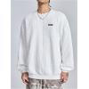 imageSweatyRocks Mens Casual Letter Crewneck Sweatshirts Long Sleeve Drop Shoulder Ribbed Pullover TopWhite