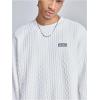 imageSweatyRocks Mens Casual Letter Crewneck Sweatshirts Long Sleeve Drop Shoulder Ribbed Pullover TopWhite