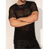 imageSweatyRocks Mens Rhinestone Sheer Mesh Short Sleeve Crew Neck T Shirts Party TopsBlack