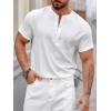 imageSweatyRocks Mens Round Neck Half Button T Shirt Short Sleeve Solid Basic Tee TopsWhite