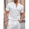 imageSweatyRocks Mens Round Neck Half Button T Shirt Short Sleeve Solid Basic Tee TopsWhite