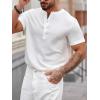 imageSweatyRocks Mens Round Neck Half Button T Shirt Short Sleeve Solid Basic Tee TopsWhite