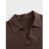imageSweatyRocks Mens Short Sleeve Collared Neck T Shirt Knitted Golf Shirt Solid Business Shirt TopsCoffee Brown