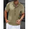 imageSweatyRocks Mens Short Sleeve Half Button Front T Shirts Casual Summer Collared Solid Blouse Tee TopsArmy Green