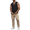 imageSweatyRocks Mens Sleeveless Half Button Hooded Tank Top Casual Summer Solid Vest TopsBlack