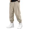 imageSweatyRocks Mens Casual Drawstring Waist Solid Pants Loose Fit Joggers Sweatpants with Slant PocketKhaki