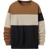 imageSweatyRocks Mens Colorblock Long Sleeve Round Neck Shirt Thermal Pullover SweatshirtBrown