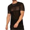 imageSweatyRocks Mens Rhinestone Sheer Mesh Short Sleeve Crew Neck T Shirts Party TopsBlack
