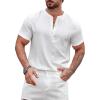 imageSweatyRocks Mens Round Neck Half Button T Shirt Short Sleeve Solid Basic Tee TopsWhite