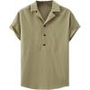 imageSweatyRocks Mens Short Sleeve Half Button Front T Shirts Casual Summer Collared Solid Blouse Tee TopsArmy Green