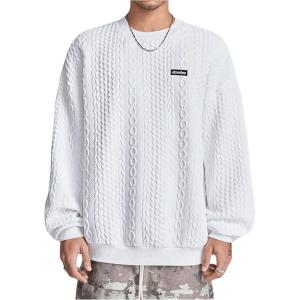imageSweatyRocks Mens Casual Letter Crewneck Sweatshirts Long Sleeve Drop Shoulder Ribbed Pullover TopWhite