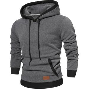 imageSweatyRocks Mens Colorblock Fleece Hoodies Drawstring Long Sleeve Hooded Sweatshirt with PocketGrey
