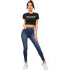 imageSweatyRocks Womens Casual Button High Rise Skinny Denim JeansDark Blue