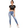 imageSweatyRocks Womens Casual Button High Rise Skinny Denim JeansLight Blue