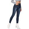 imageSweatyRocks Womens Casual Button High Rise Skinny Denim JeansSolid Blue