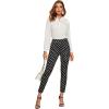 imageSweatyRocks Womens Casual Skinny Leggings Stretchy High Waisted Work PantsBlack White Polka Dot
