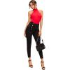 imageSweatyRocks Womens Casual Skinny Leggings Stretchy High Waisted Work PantsButton Black Ring
