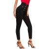 imageSweatyRocks Womens Casual Skinny Leggings Stretchy High Waisted Work PantsButton Black Ring
