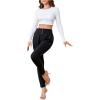 imageSweatyRocks Womens Casual Skinny Leggings Stretchy High Waisted Work PantsElastic Waisted Button Black