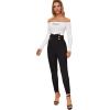 imageSweatyRocks Womens Casual Skinny Leggings Stretchy High Waisted Work PantsHigh Waisted Button Black