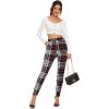imageSweatyRocks Womens Casual Skinny Leggings Stretchy High Waisted Work PantsPlaid Pattern