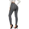 imageSweatyRocks Womens Casual Skinny Leggings Stretchy High Waisted Work PantsPlaid Print Grey