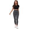imageSweatyRocks Womens Casual Skinny Leggings Stretchy High Waisted Work PantsWhiteBlack