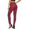 imageSweatyRocks Womens Casual Skinny Leggings Stretchy High Waisted Work PantsZipper Red Plaid