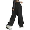 imageSweatyRocks Womens Drawstring Waist Wide Leg Sweatpants Baggy Jogger Pants with PocketBlack