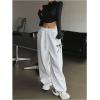 imageSweatyRocks Womens Drawstring Waist Wide Leg Sweatpants Baggy Jogger Pants with PocketLight Grey