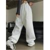 imageSweatyRocks Womens Drawstring Waist Wide Leg Sweatpants Baggy Jogger Pants with PocketLight Grey