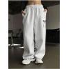 imageSweatyRocks Womens Drawstring Waist Wide Leg Sweatpants Baggy Jogger Pants with PocketLight Grey