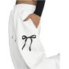 imageSweatyRocks Womens Drawstring Waist Wide Leg Sweatpants Baggy Jogger Pants with PocketWhite