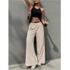 imageSweatyRocks Womens High Waist Work Pants Dressy Casual Wide Leg Flowy TrousersBeige