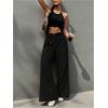 imageSweatyRocks Womens High Waist Work Pants Dressy Casual Wide Leg Flowy TrousersBlack