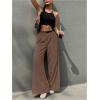 imageSweatyRocks Womens High Waist Work Pants Dressy Casual Wide Leg Flowy TrousersBrown
