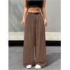 imageSweatyRocks Womens High Waist Work Pants Dressy Casual Wide Leg Flowy TrousersBrown