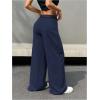 imageSweatyRocks Womens High Waist Work Pants Dressy Casual Wide Leg Flowy TrousersDark Blue