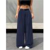 imageSweatyRocks Womens High Waist Work Pants Dressy Casual Wide Leg Flowy TrousersDark Blue