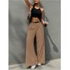 imageSweatyRocks Womens High Waist Work Pants Dressy Casual Wide Leg Flowy TrousersKhaki