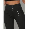 imageSweatyRocks Womens High Waisted Pants Button Front Skinny Casual Work TrousersBlack